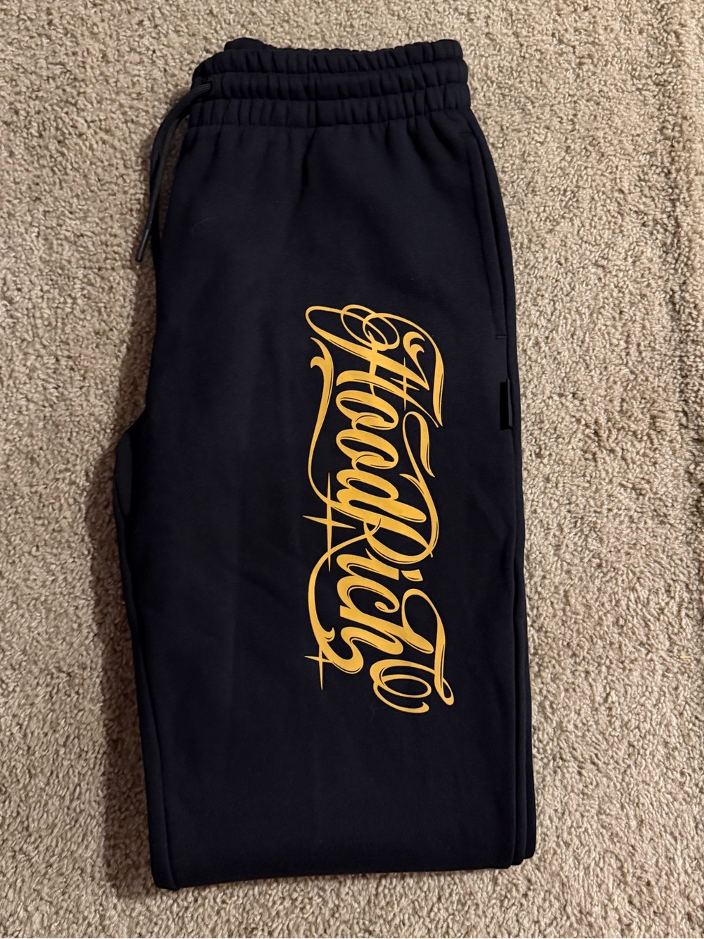 Hoodrich Black Sweatpants with Gold Script Logo